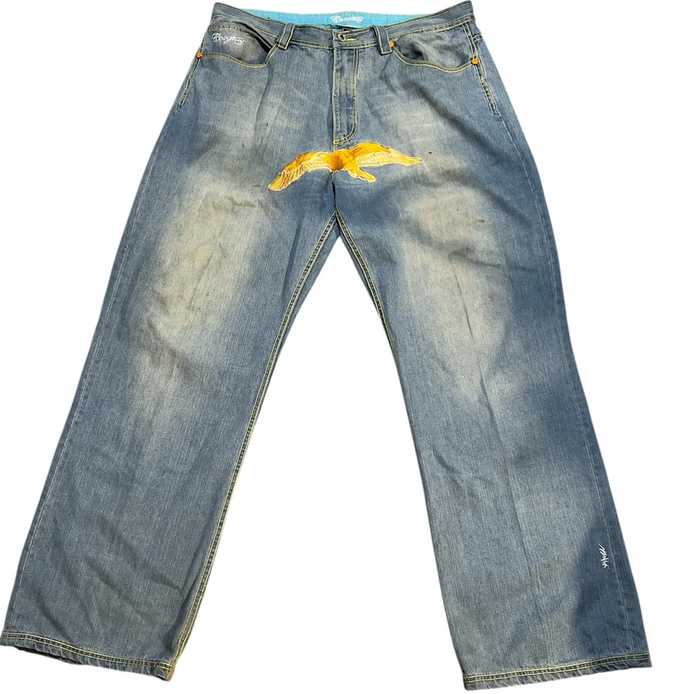 Vintage Coogi bird logo jeans, embroidered eagle and sunset men’s size 40